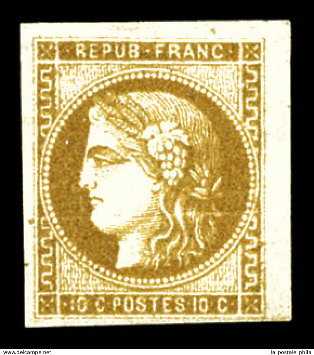 * N°43Ab, 10c Bistre Verdâtre, Très Jolie Nuance, TTB (signé Calves/certificat)  Qualité: *  Cote: 2000 Euros - 1870 Bordeaux Printing