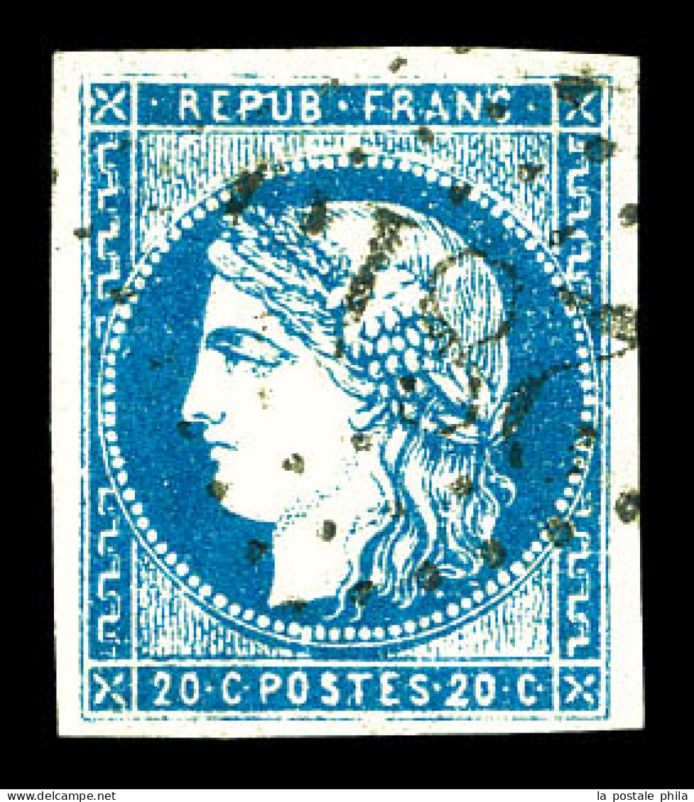 O N°44A, 20c Bleu Report 1 Obl Légère. TTB (signé Calves/Brun/certificat)  Qualité: Oblitéré  Cote: 850 Euros - 1870 Bordeaux Printing