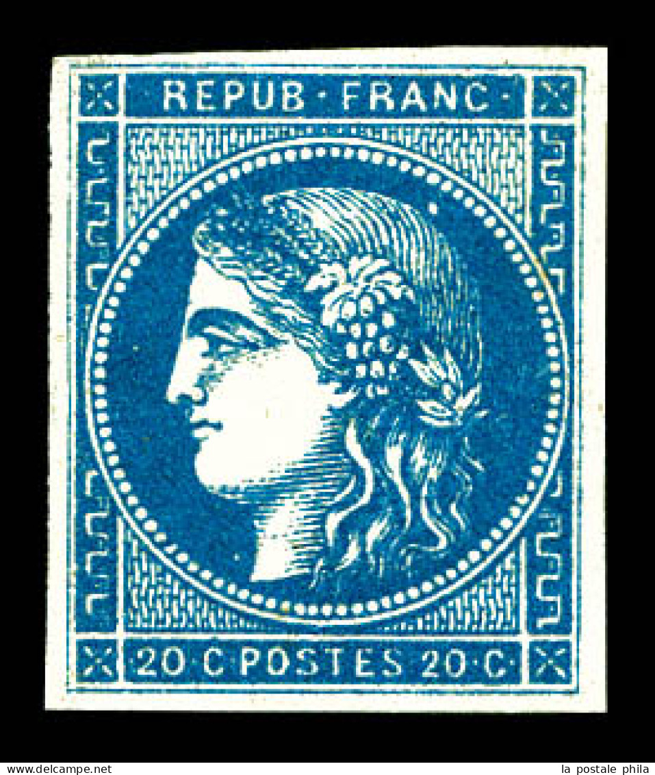 * N°45B, 20c Bleu Nuance Foncée, Quasi **. TTB (certificat)  Qualité: *  Cote: 2100 Euros - 1870 Bordeaux Printing