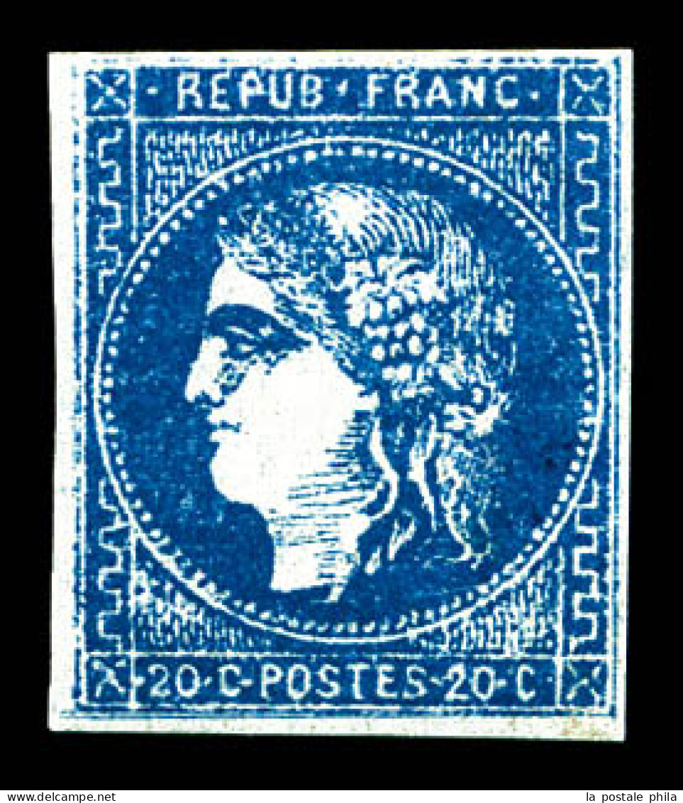 ** N°46B, 20c Bleu Report 2, Faux De Marseille, Très Frais, SUP (signé Calves/certificat)  Qualité: ** - 1870 Emisión De Bordeaux