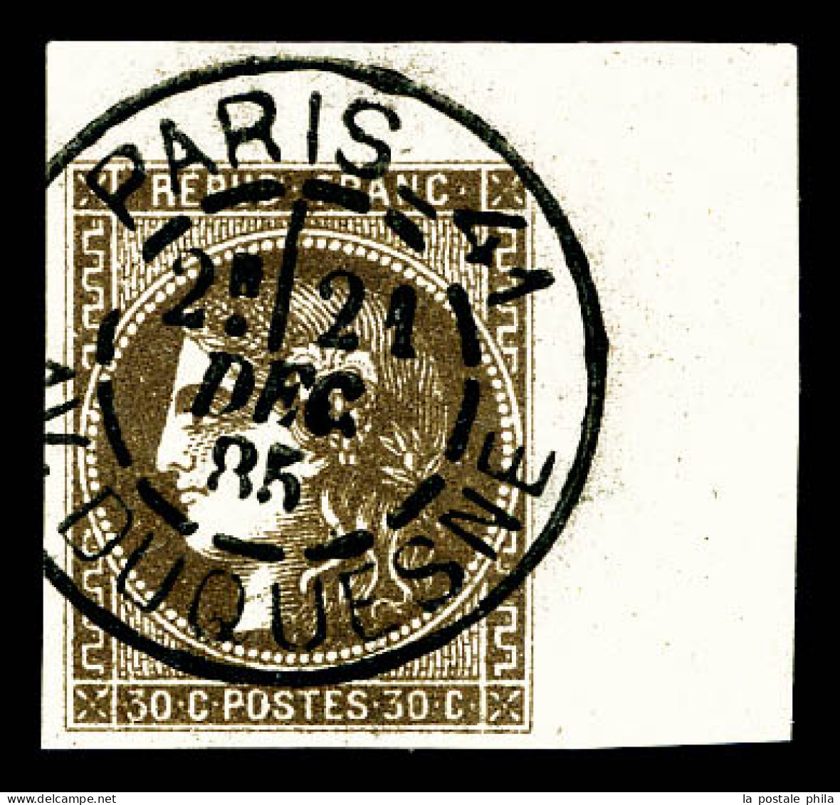 O N°47, 30c Brun Cdf Obl Càd Tardif, Pelurage En Marge. TTB (certificat)  Qualité: Oblitéré - 1870 Bordeaux Printing