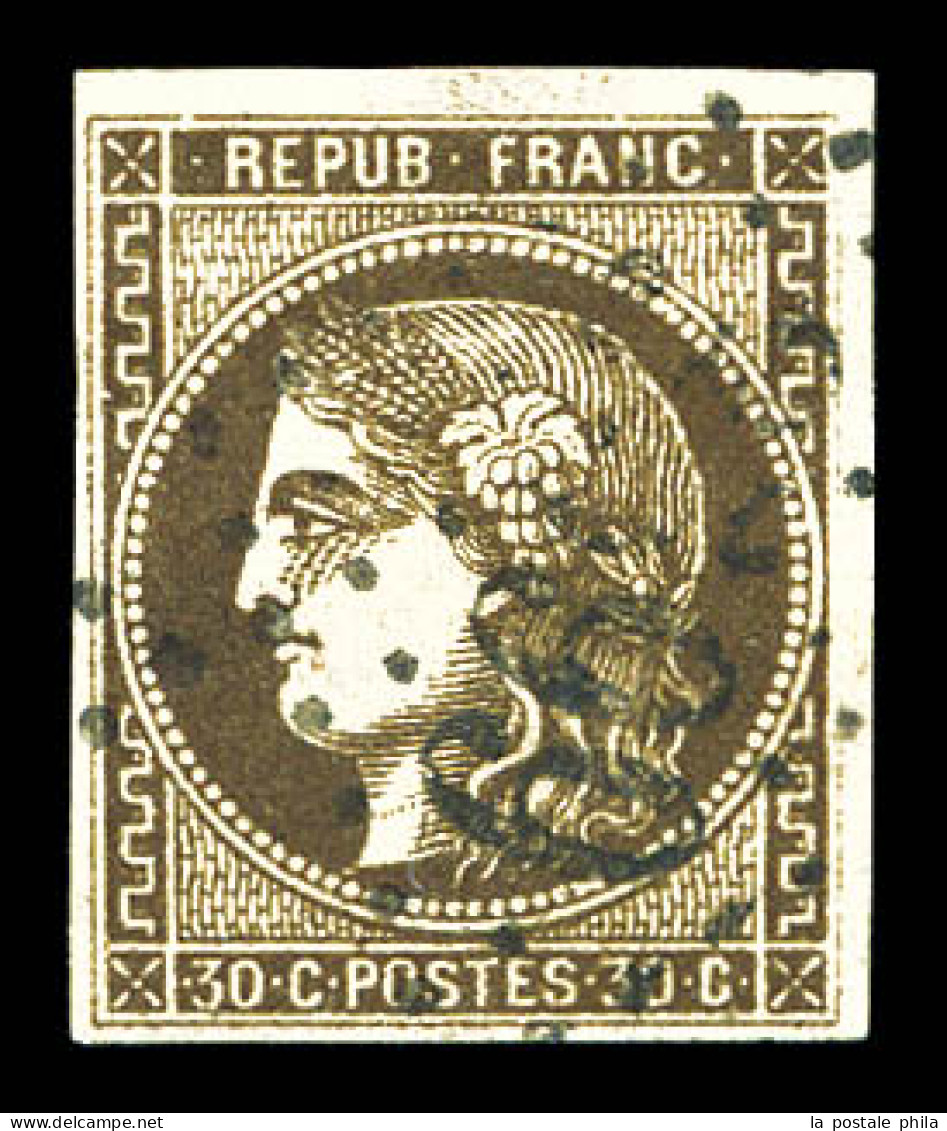 O N°47b, 30c Brun Noir, Très Jolie Nuance. TTB (signé Scheller/certificat)  Qualité: Oblitéré  Cote: 1350 Euros - 1870 Bordeaux Printing