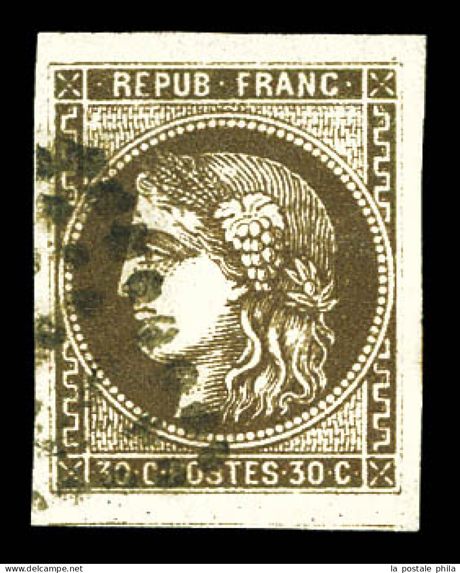 O N°47d, 30c Brun Foncé, Ligne Blanche Derrière La Tête, Belles Marges Avec Voisin. SUP (signé Calves/certificat)  Quali - 1870 Bordeaux Printing