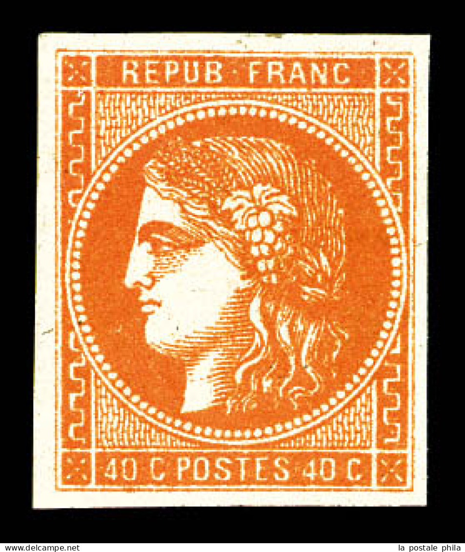 * N°48, 40c Orange, Belles Marges, Grande Fraîcheur. SUP (signé Calves/certificat)  Qualité: *  Cote: 750 Euros - 1870 Emisión De Bordeaux