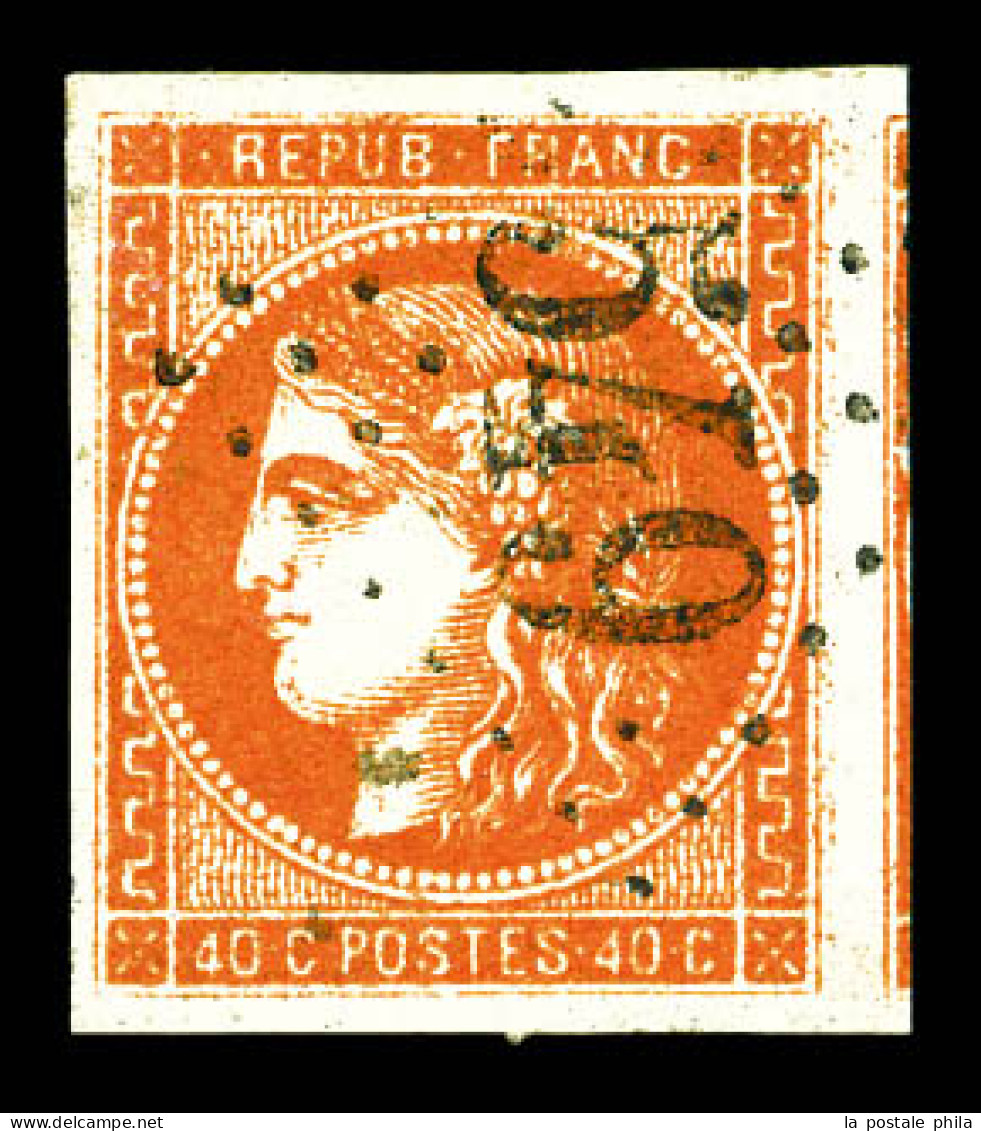 O N°48, 40c Orange Obl GC 549, Belles Marges Avec Voisin. SUP (signé Calves/Brun)  Qualité: Oblitéré - 1870 Bordeaux Printing