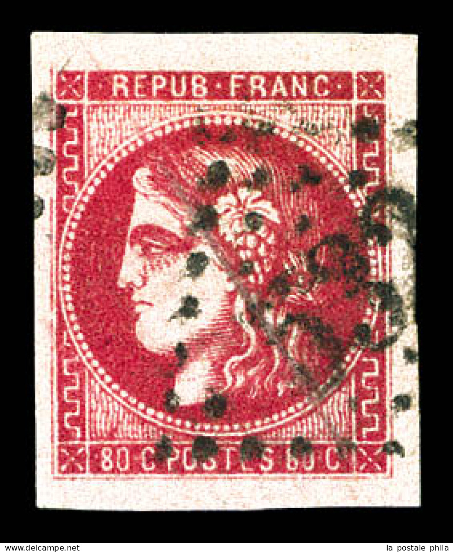 O N°49, 80c Rose Obl GC, Quatre Belles Marges. TTB (certificat)  Qualité: Oblitéré - 1870 Bordeaux Printing