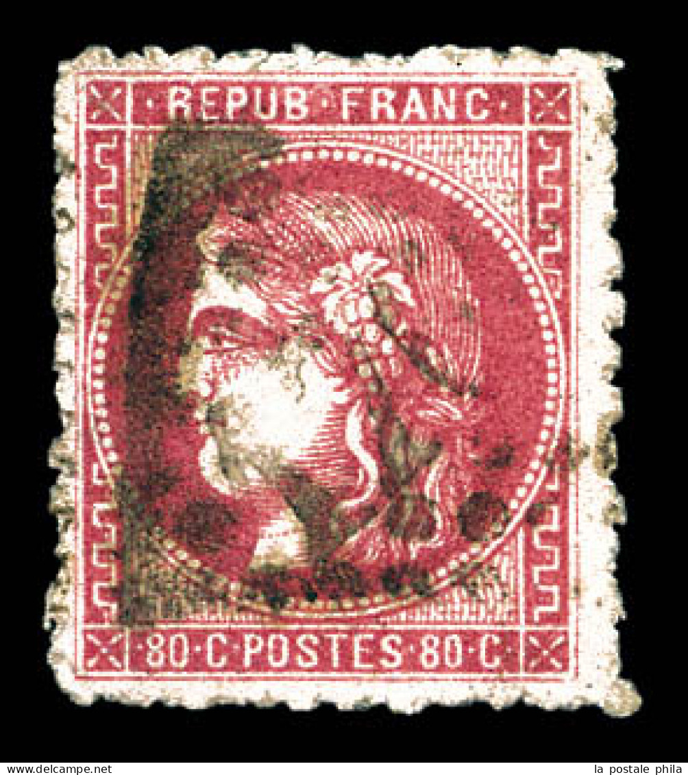 O N°49, 80c Rose Percé En Ligne. TTB  Qualité: Oblitéré  Cote: 475 Euros - 1870 Ausgabe Bordeaux