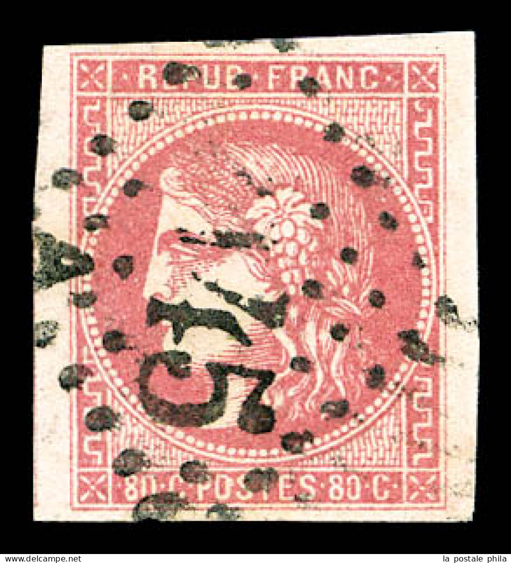 O N°49, 80c Rose Obl GC, TTB (signé Scheller)  Qualité: Oblitéré  Cote: 350 Euros - 1870 Emisión De Bordeaux