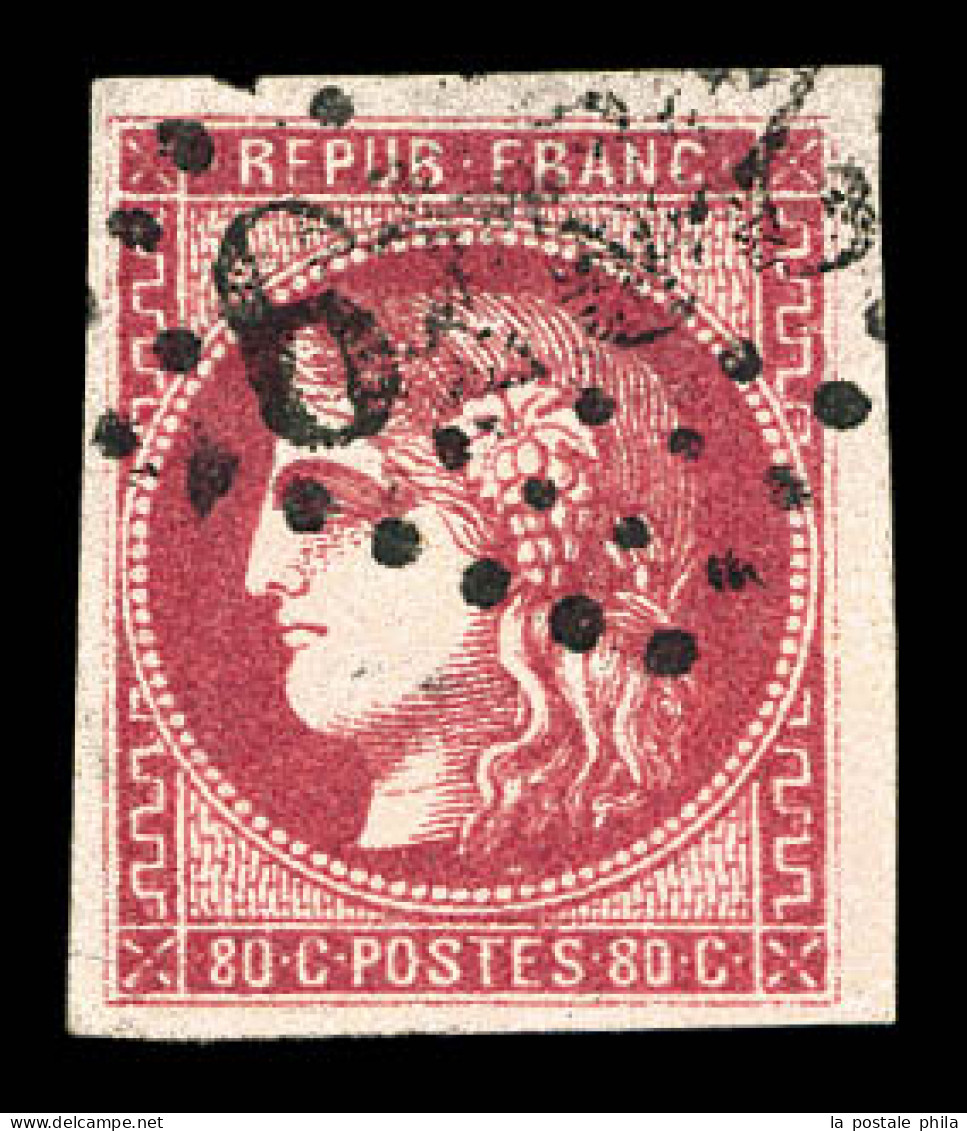 O N°49b, 80c Rose Vif, Très Jolie Nuance. TTB (signé Brun)  Qualité: Oblitéré  Cote: 420 Euros - 1870 Emissione Di Bordeaux