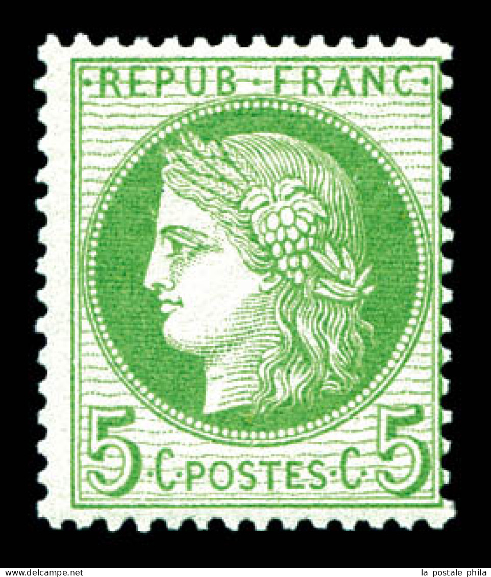 ** N°53, 5c Vert-jaune Sur Azuré. TTB (signé Calves)  Qualité: ** - 1871-1875 Cérès