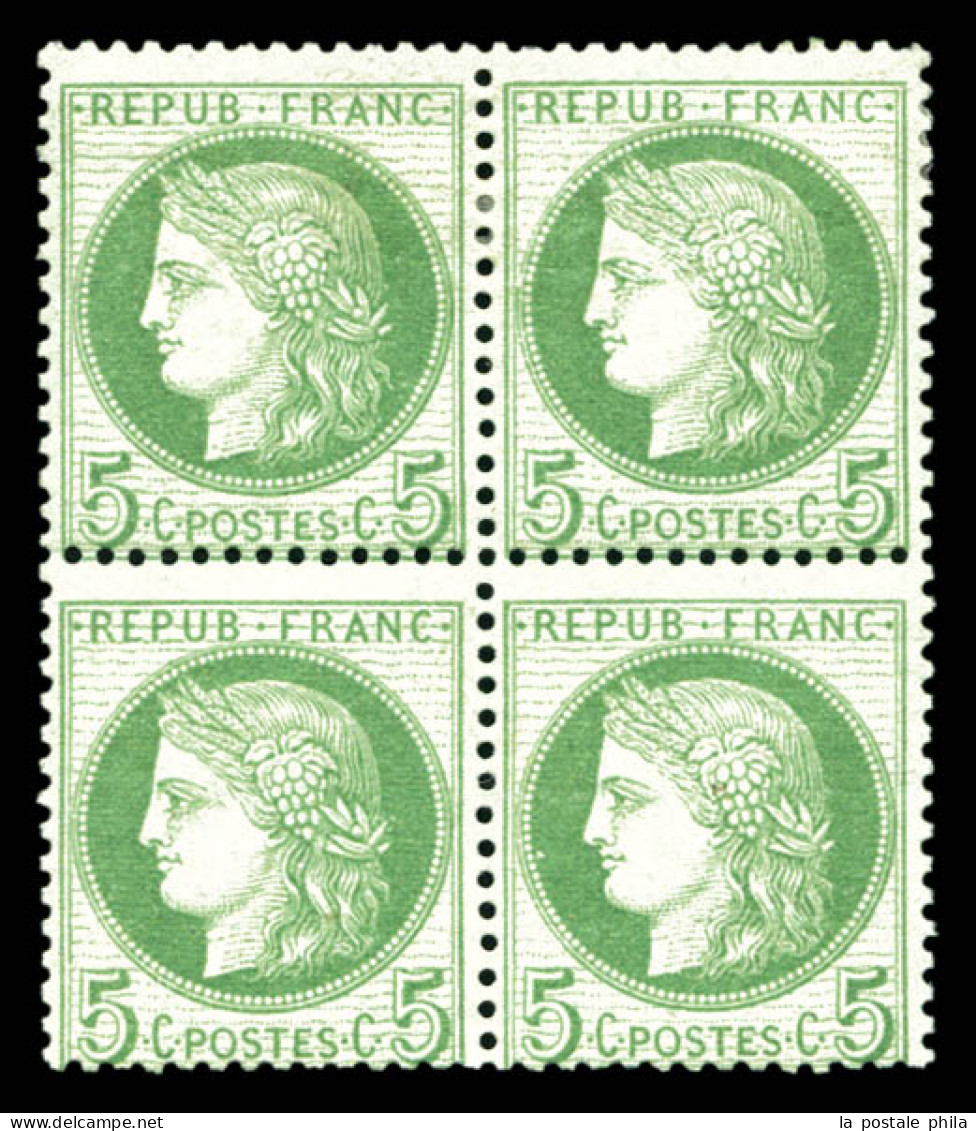 ** N°53a, 5c Vert Sur Blanc, Bloc De Quatre (2ex*). TB (signé Scheller/certificat)  Qualité: ** - 1871-1875 Cérès