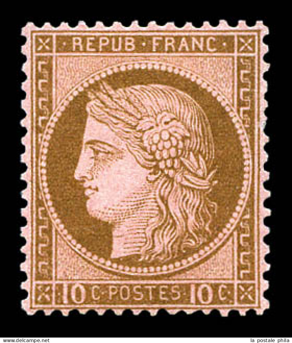 ** N°54, 10c Brun Sur Rose, Fraîcheur Postale, Très Bon Centrage. SUP (certificat)  Qualité: ** - 1871-1875 Cérès