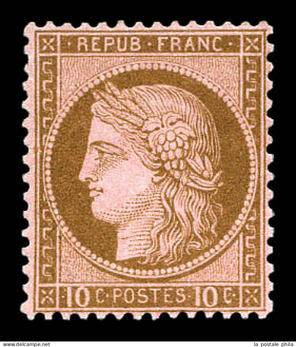 * N°54, 10c Brun Sur Rose, Quasi **, Fraîcheur Postale, Très Bon Centrage. SUP (certificat)  Qualité: * - 1871-1875 Ceres