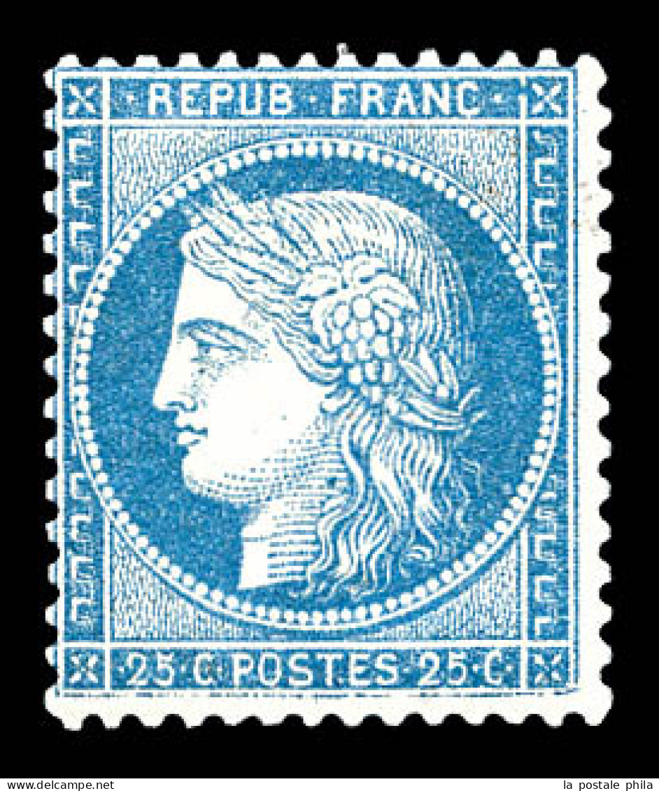 * N°60B, 25c Bleu Type II. TTB. R.R. (signé Calves/certificats)  Qualité: *  Cote: 3800 Euros - 1871-1875 Ceres