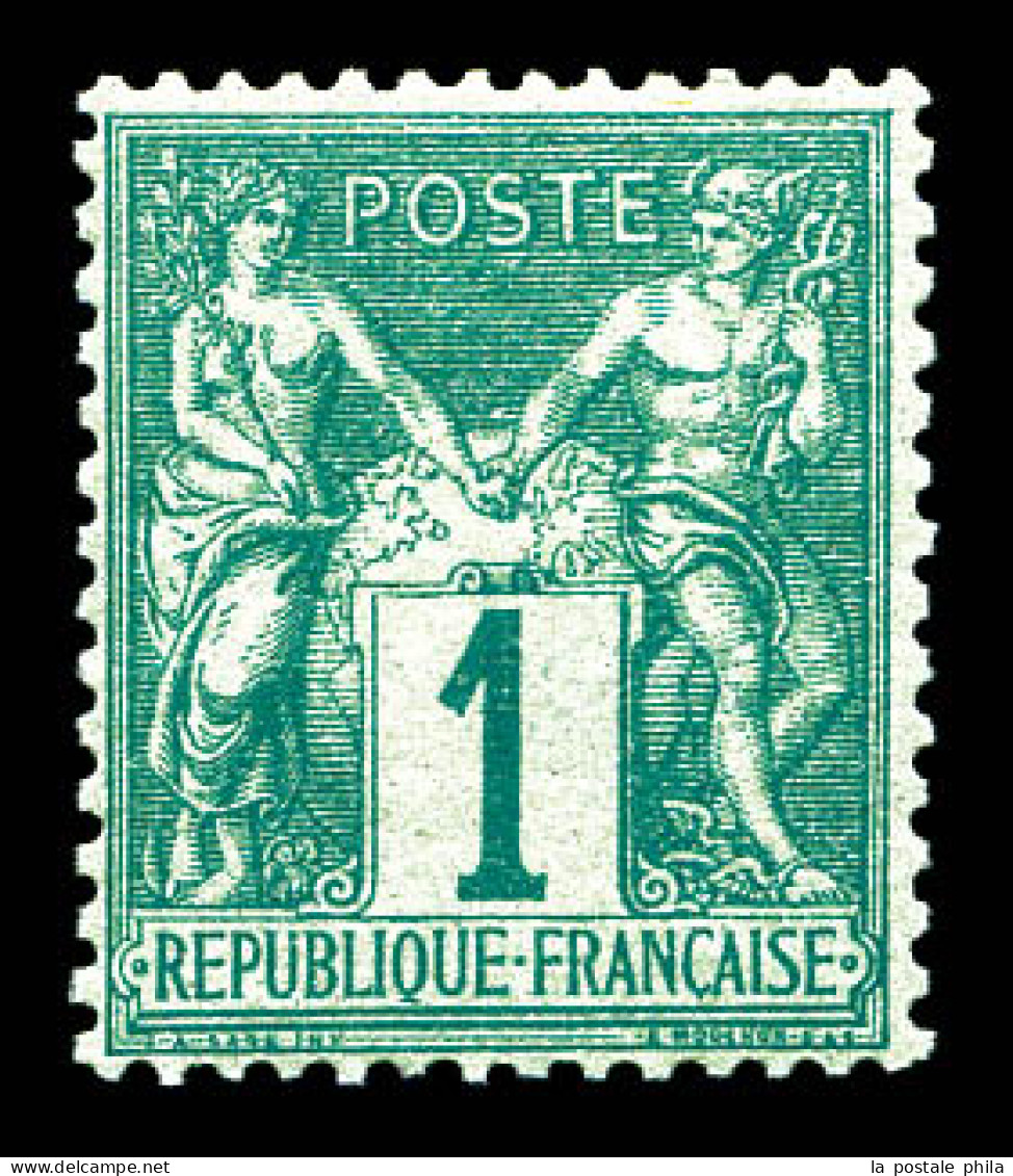 ** N°61, 1c Vert, Fraîcheur Postale. TTB  Qualité: ** - 1876-1878 Sage (Type I)