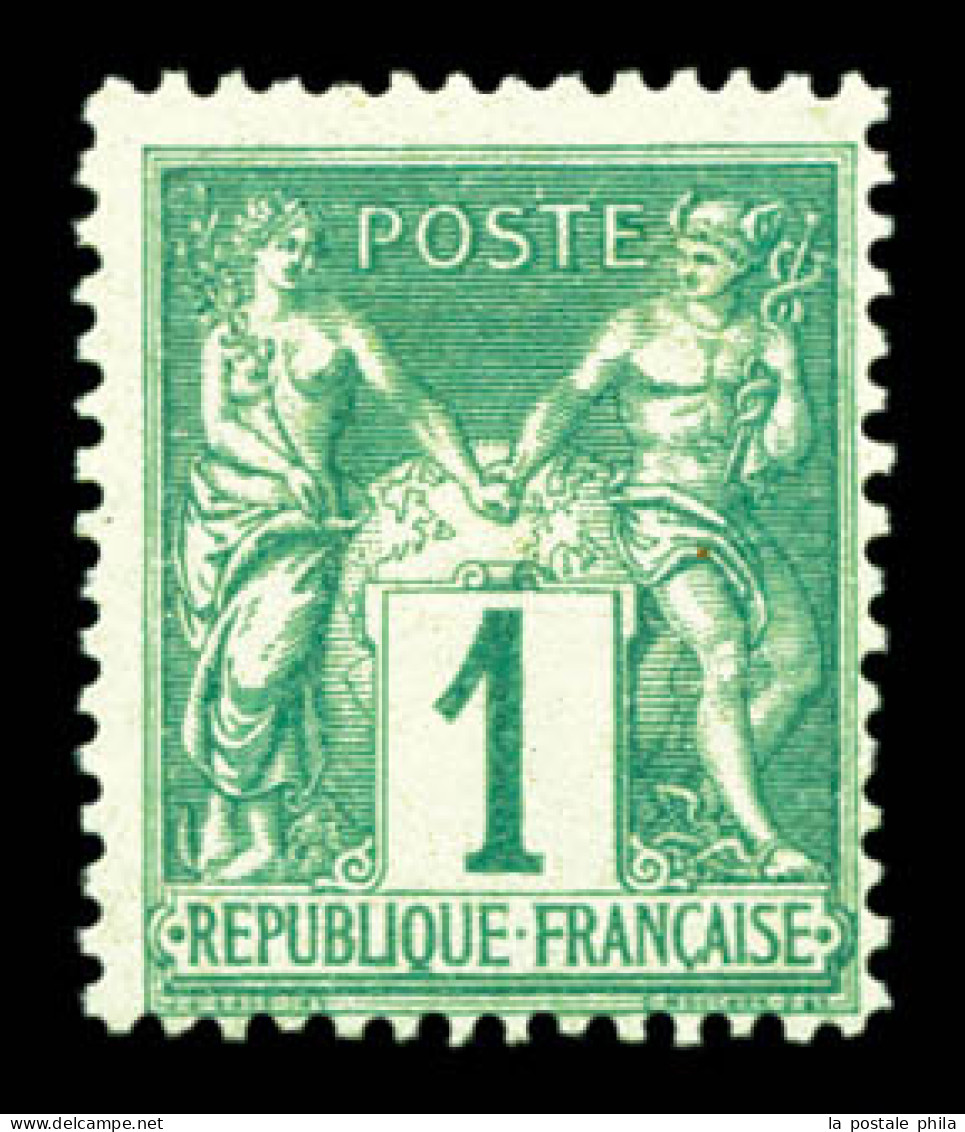 (*) N°61, NON EMIS, 1c Vert TYPE II (au Lieu De Type I), Tirage De L'exposition De 1900, Quelques Exemplaires Connus. SU - 1876-1878 Sage (Type I)