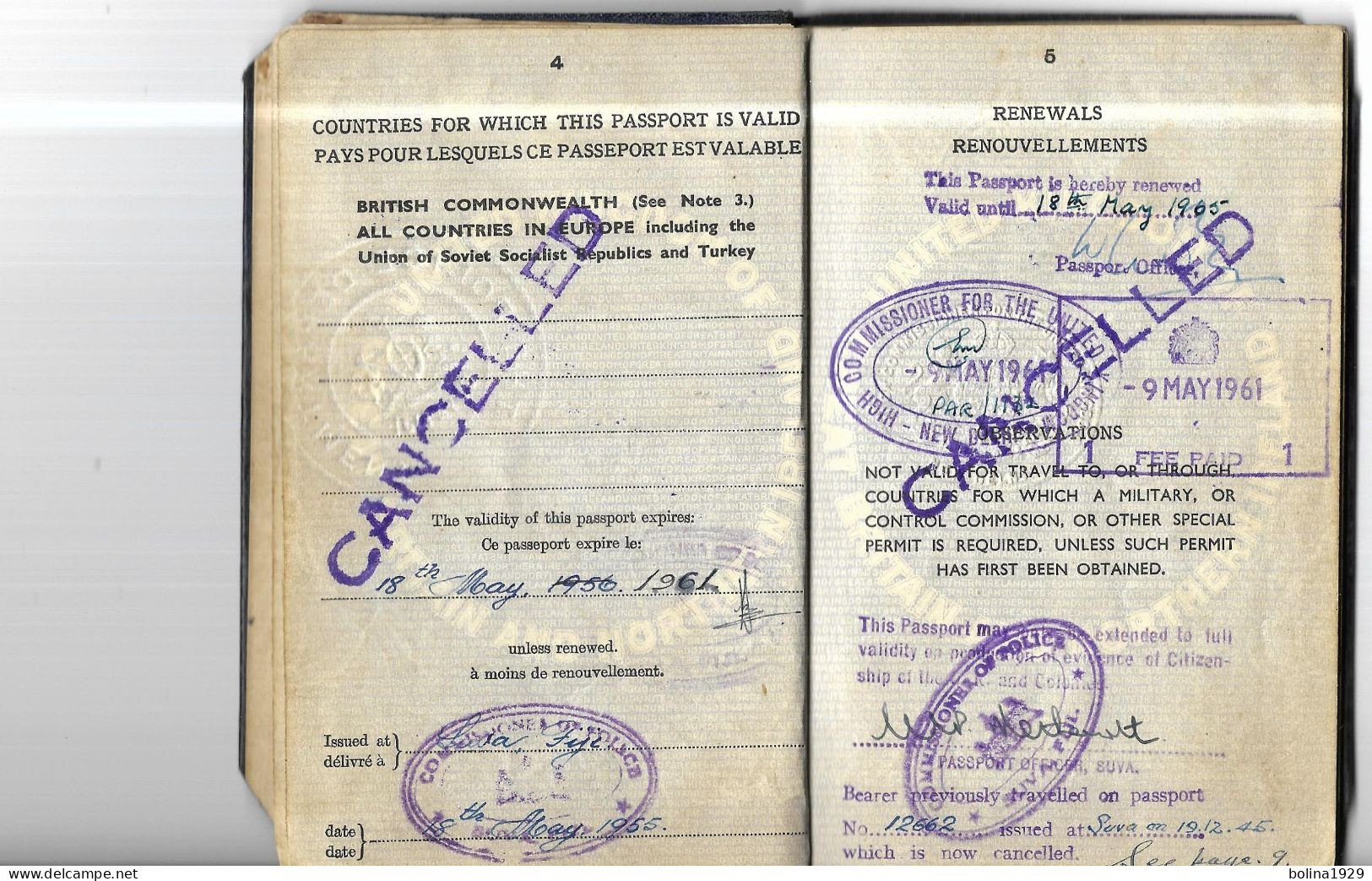 British Fiji Colony Passport - Documents Historiques