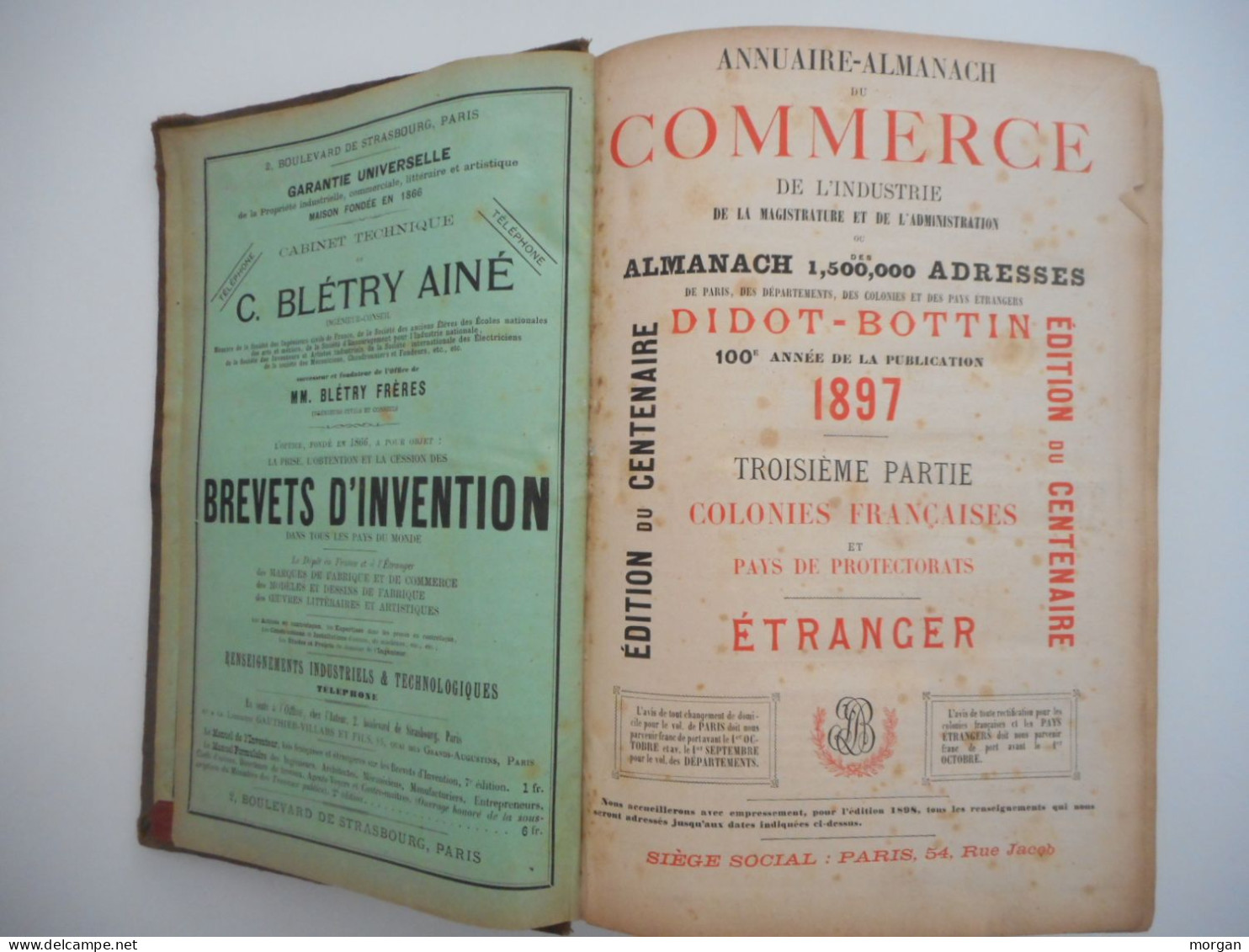 DIDOT BOTTIN, 1897, COLONIES FRANCAISES ET ETRANGER, ALMANACH DU COMMERCE 1700pp 1897 - 1801-1900