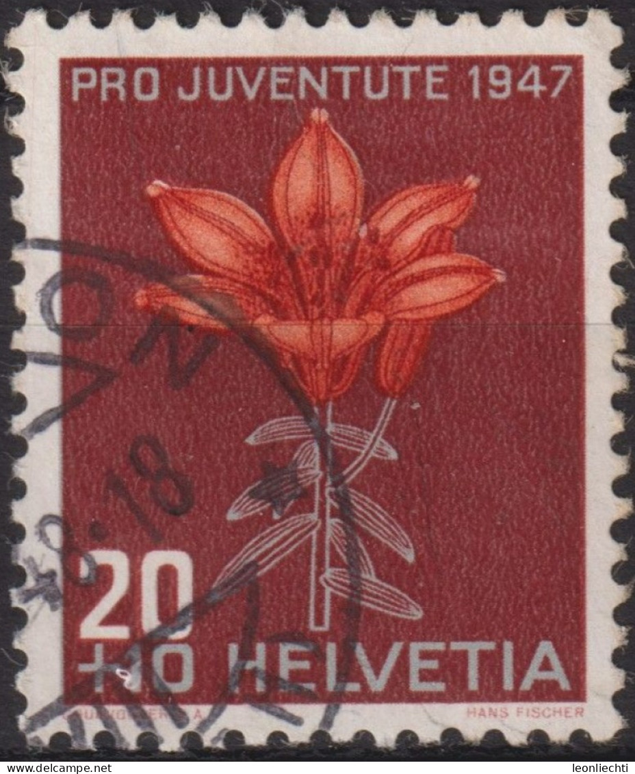 1947 Schweiz Pro Juventute ° Mi:CH 490, Yt:CH 447, Zum:CH J123, Feuerlilie - Gebraucht