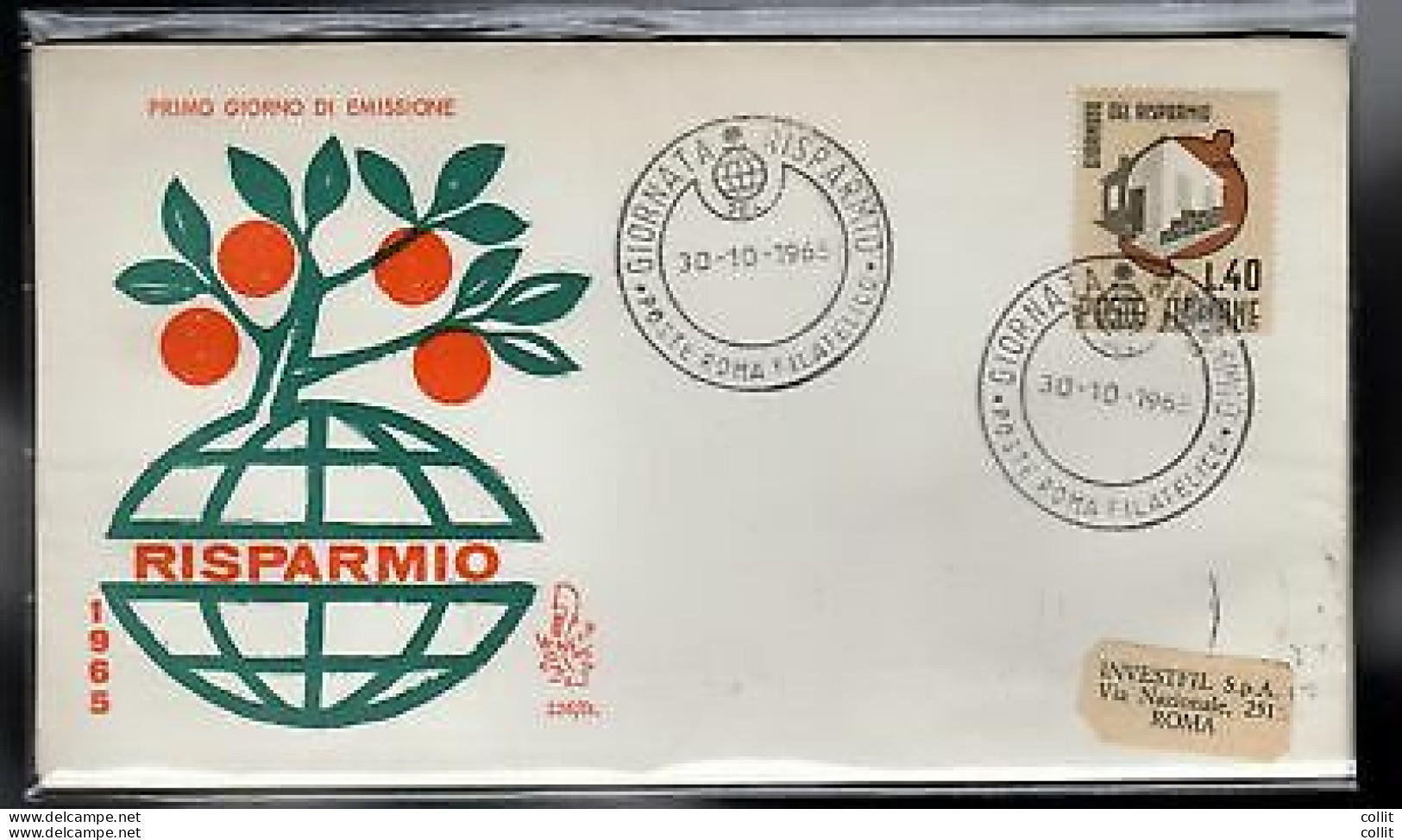 Italia FDC Venetia 1965 Giornata Del Risparmio  Viaggiata  Per L'Italia - FDC