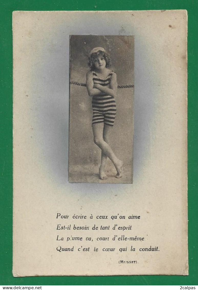 Carte Fantaisie Enfant - Fillette En Maillot De Bain - Cheveux Bouclés - Girl - Maedchen - Grete Reinwald ? - Retratos