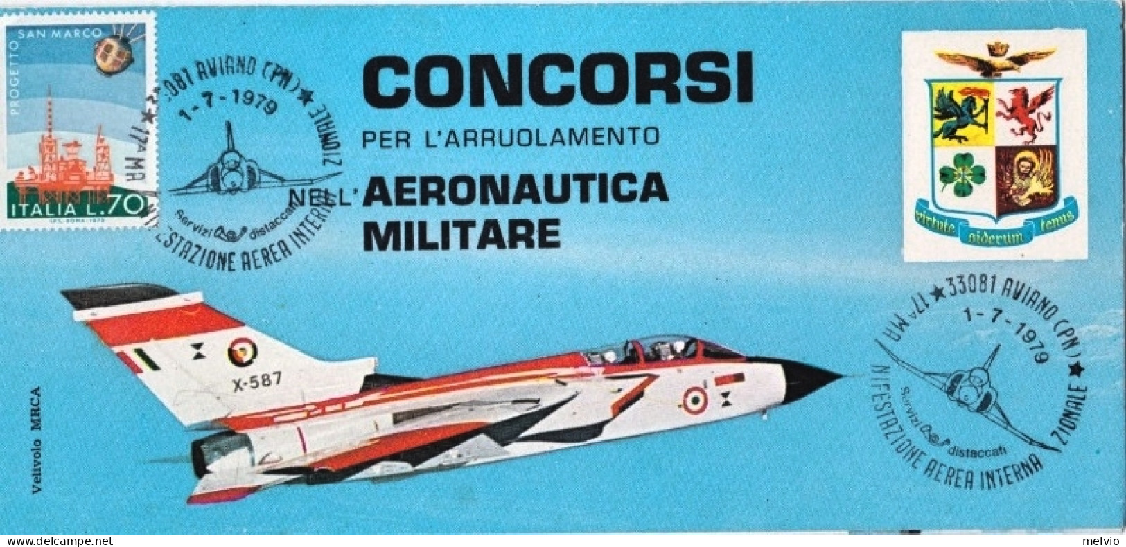 1979-depliant Concorsi Per L'arruolamento Aeronautica Militare, Cachet Aviano PN - Poste Aérienne