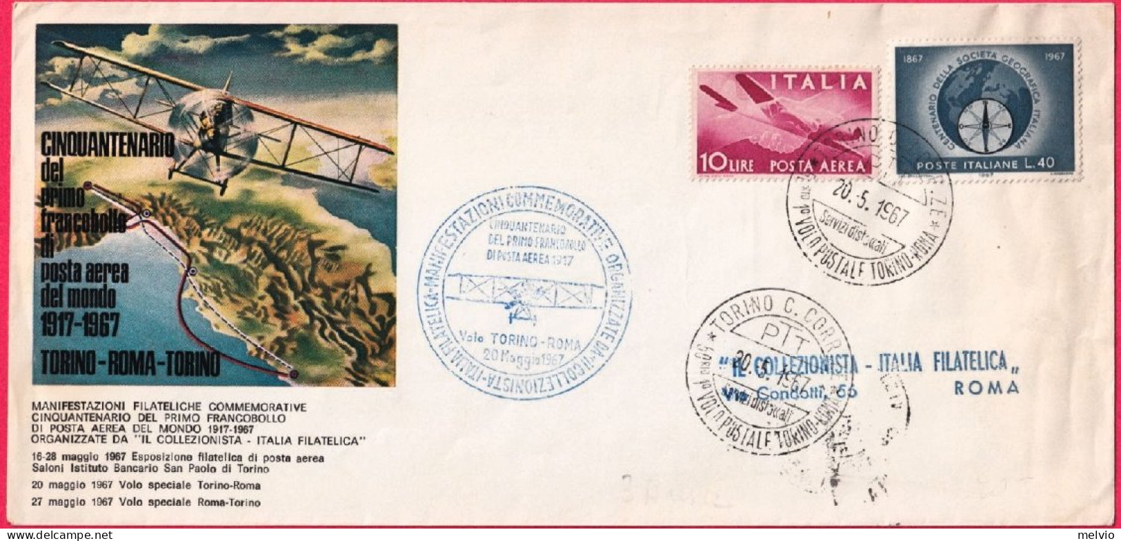 1967-Manifestazione Commemorative Cinquantenario 1^francobollo Di Posta Aerea De - Manifestations