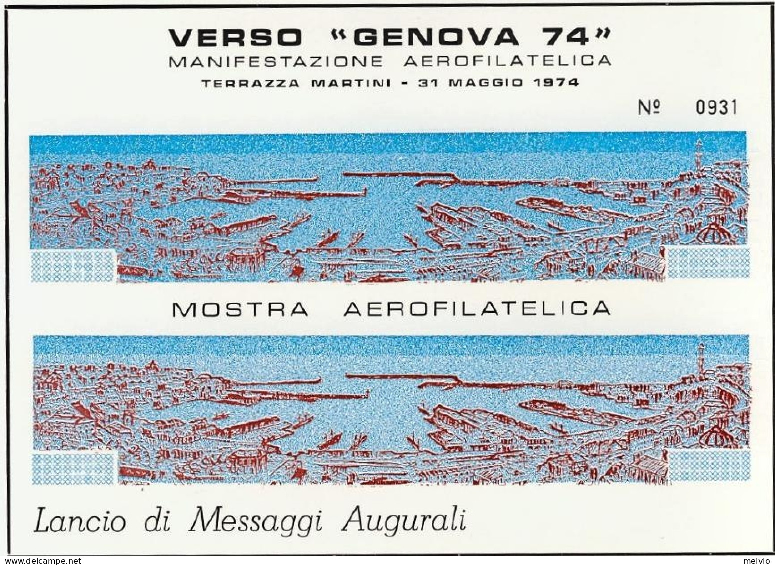 1974-volantino Verso "Genova 74" Mostra Aerofilatelica-lancio Di Messaggi Augura - Luftpost