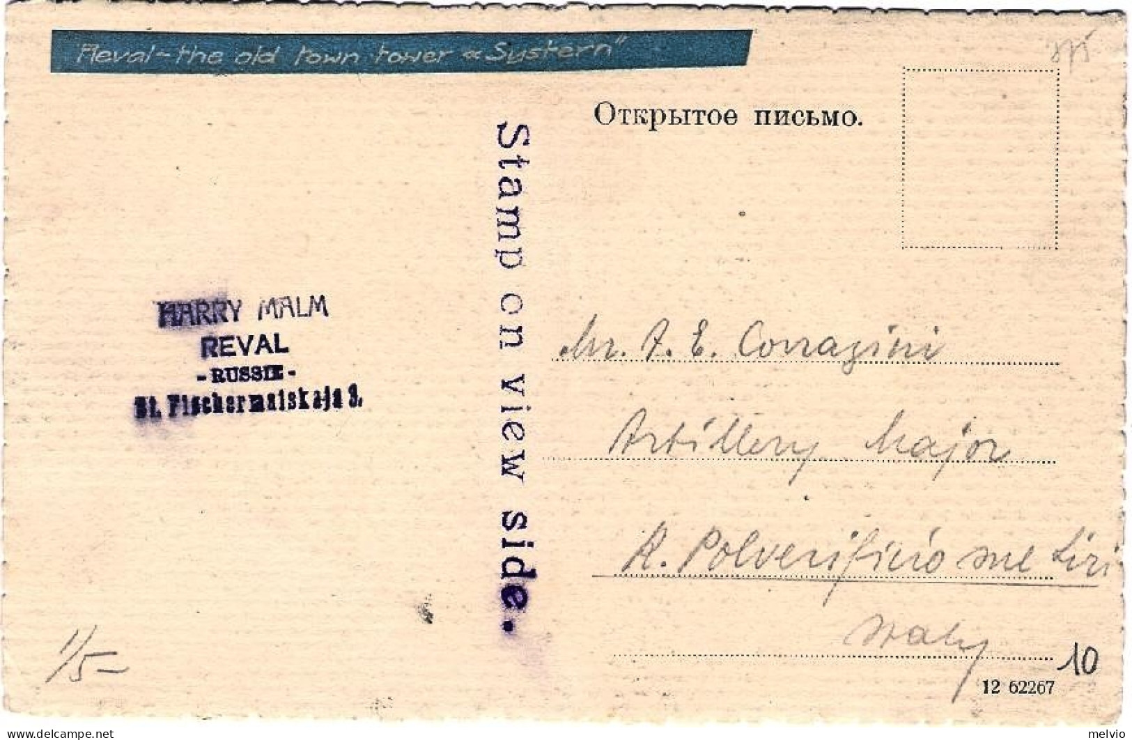 1916circa-Russia Cartolina "Reval La Vecchia Torre Cittadina"diretta In Italia - Storia Postale