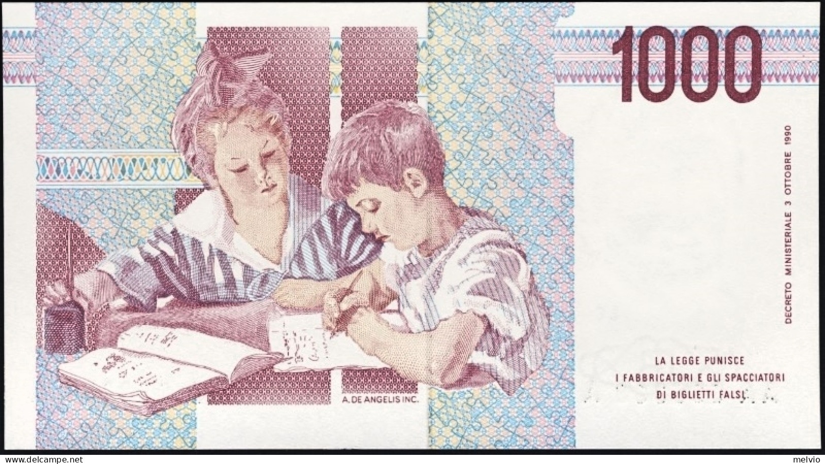 1990-REPUBBLICA ITALIANA-1000 Lire "Montessori" Serie AA-A FDS - Otros & Sin Clasificación