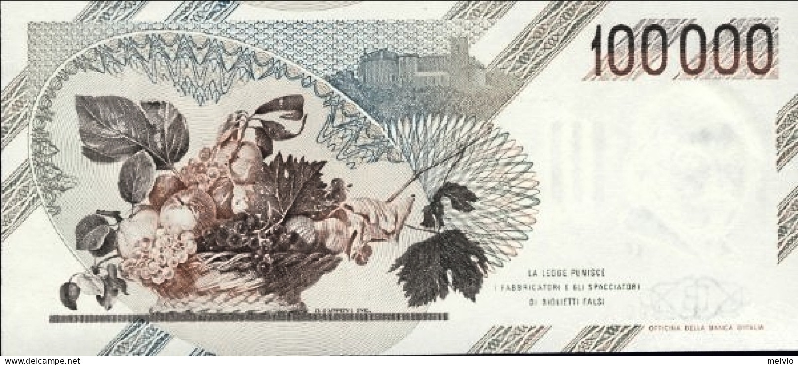 1983-biglietto Di Banca L. 100.000 Testa Del Caravaggio Data 28 Ottobre Firme Ci - Other & Unclassified