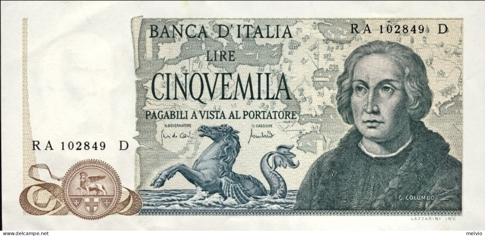 1971-biglietto Di Banca L. 5.000 Colombo 2 Tipo Data 20 Maggio Firme Carli/Lomba - 5000 Lire