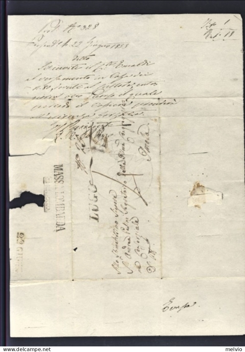 1855-lettera Per Imola Con Bolli Massalombarda, Lugo, Disinfettata E 22 Giugno D - Unclassified