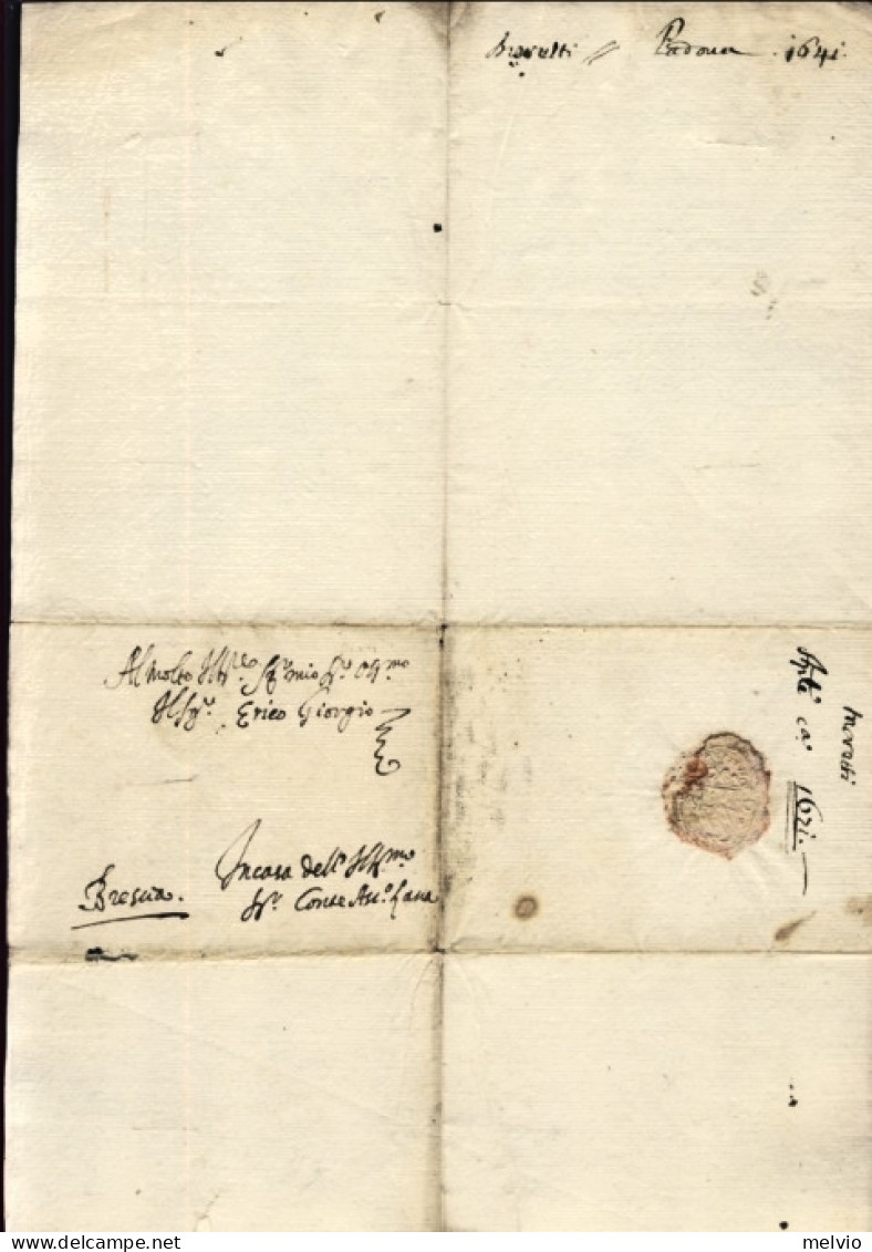 1641-Padova Martedì Dopo Pasqua Lettera Di Andrea Moretti Diretta A Enrico Giorg - Documentos Históricos