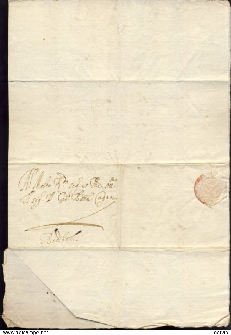 1647-Brescia 31 Gennaio Lettera Di Pietro Paderno A Giovanni Battista Cagna A Be - Historical Documents