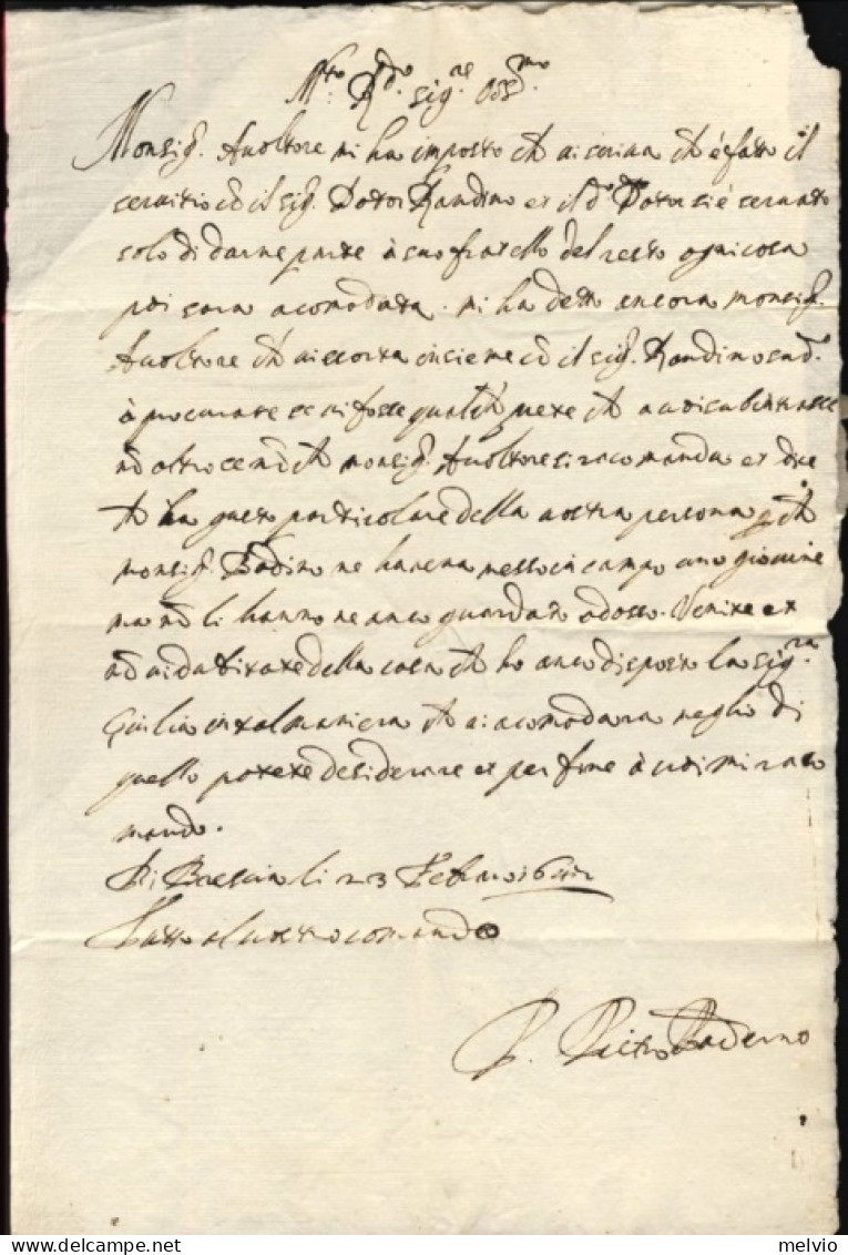 1647-Brescia 23 Febbraio Lettera Di Pietro Paderno A Giovanni Battista Cagna A B - Historical Documents