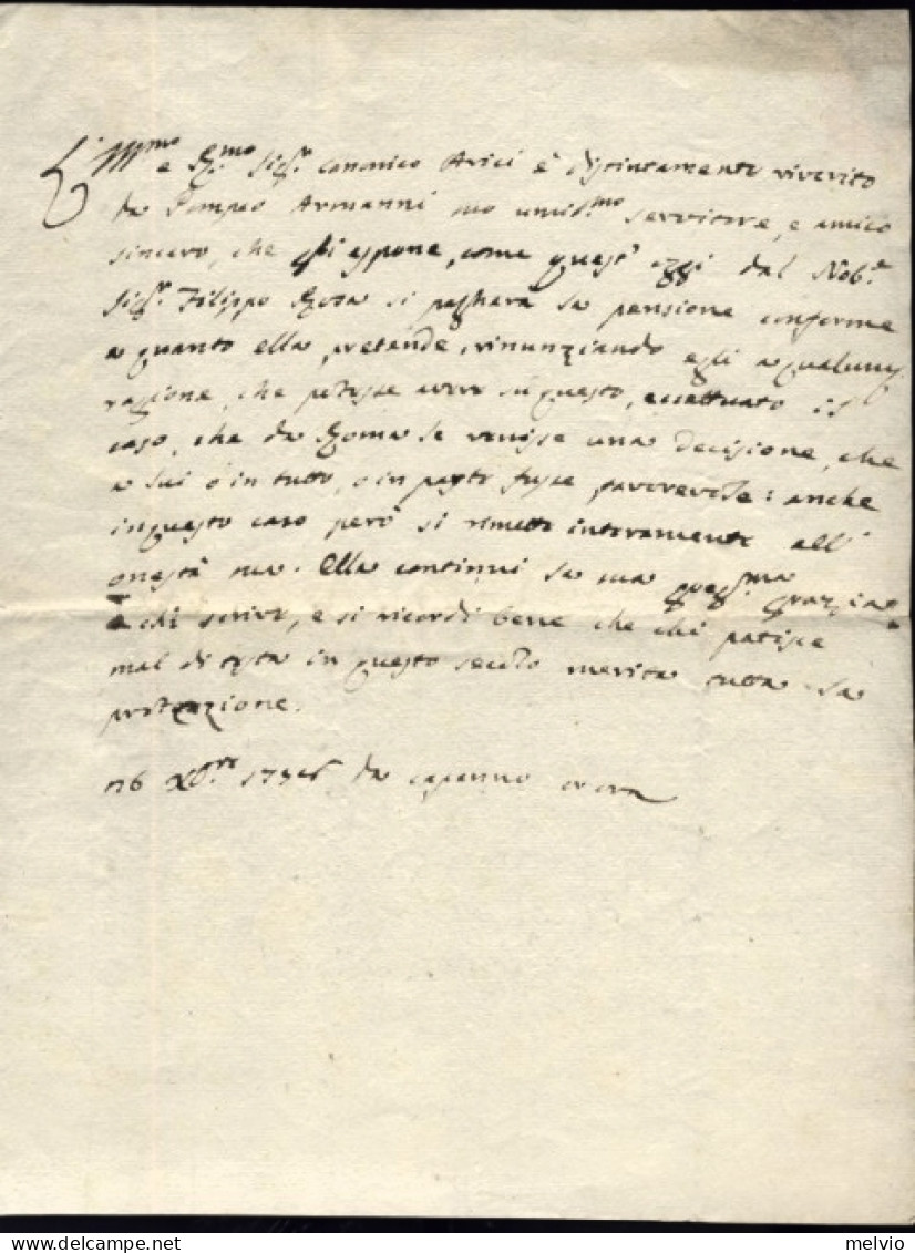 1798-lettera Di Pompeo Armanni A Francesco Antonio Arici Datata 26 Dicembre - Historische Documenten