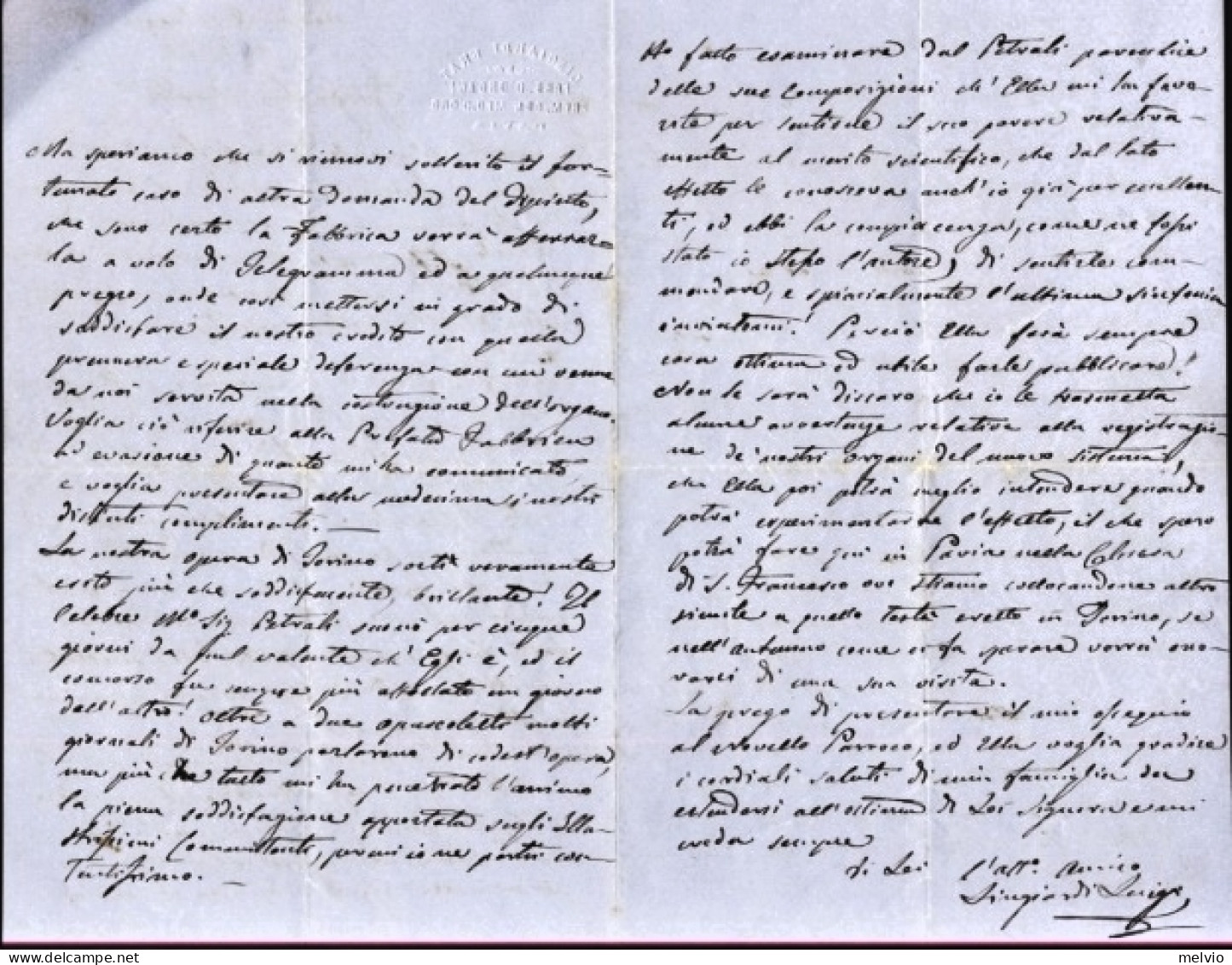 1866-Pavia 18 Maggio Lettera Di Luigi Lingiardi (bella Intestazione A Rilievo)ne - Historische Dokumente