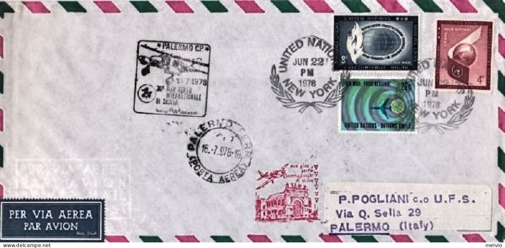 1978-ONU 30 Giro Aereo Internazionale Di Sicilia Cat.Pellegrini N.3336 Euro 25 - Airmail