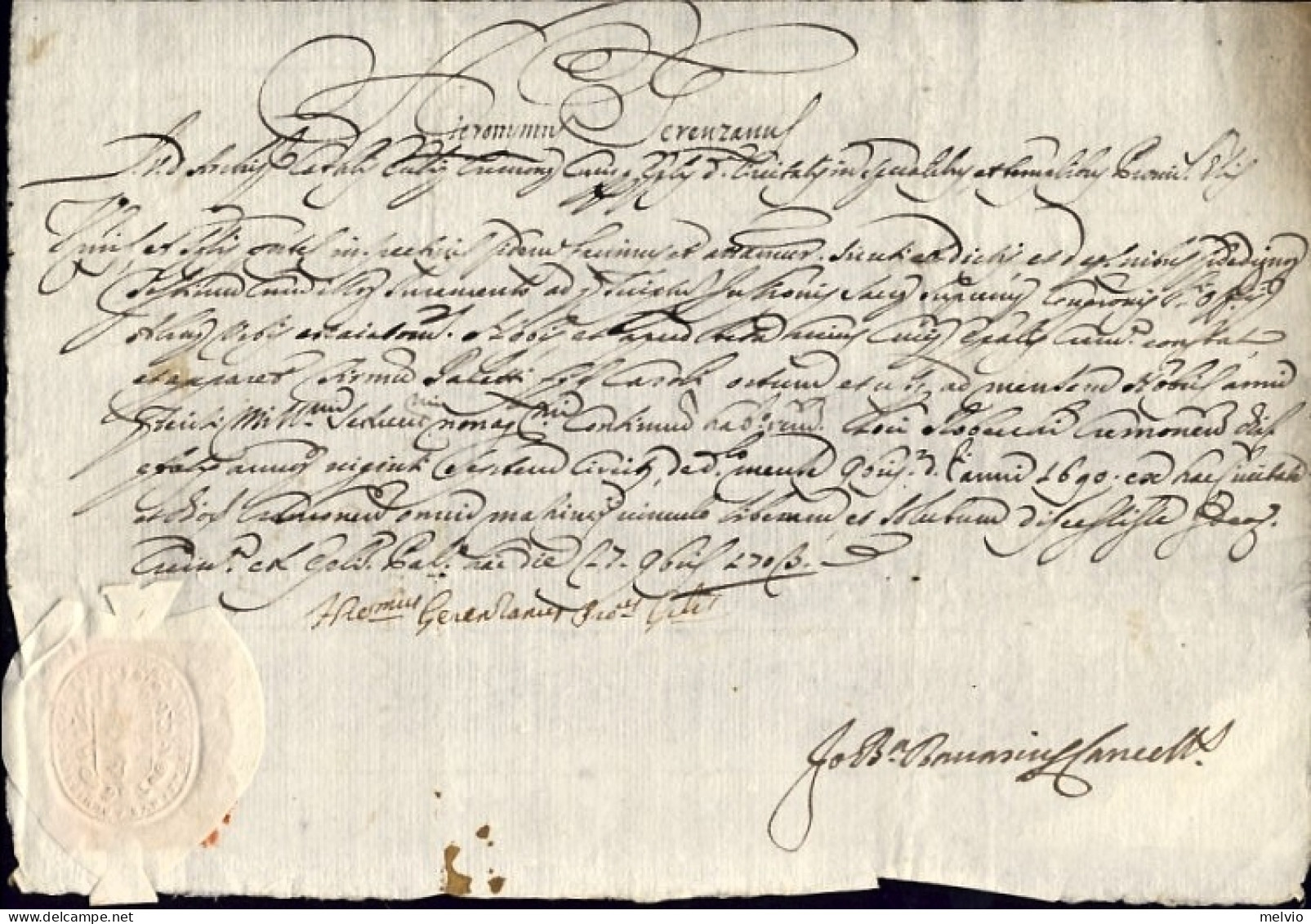 1703-documento Vicario Vescovile Di Cremona Girolamo Gerenzano Dato Il 27 Novemb - Historische Dokumente