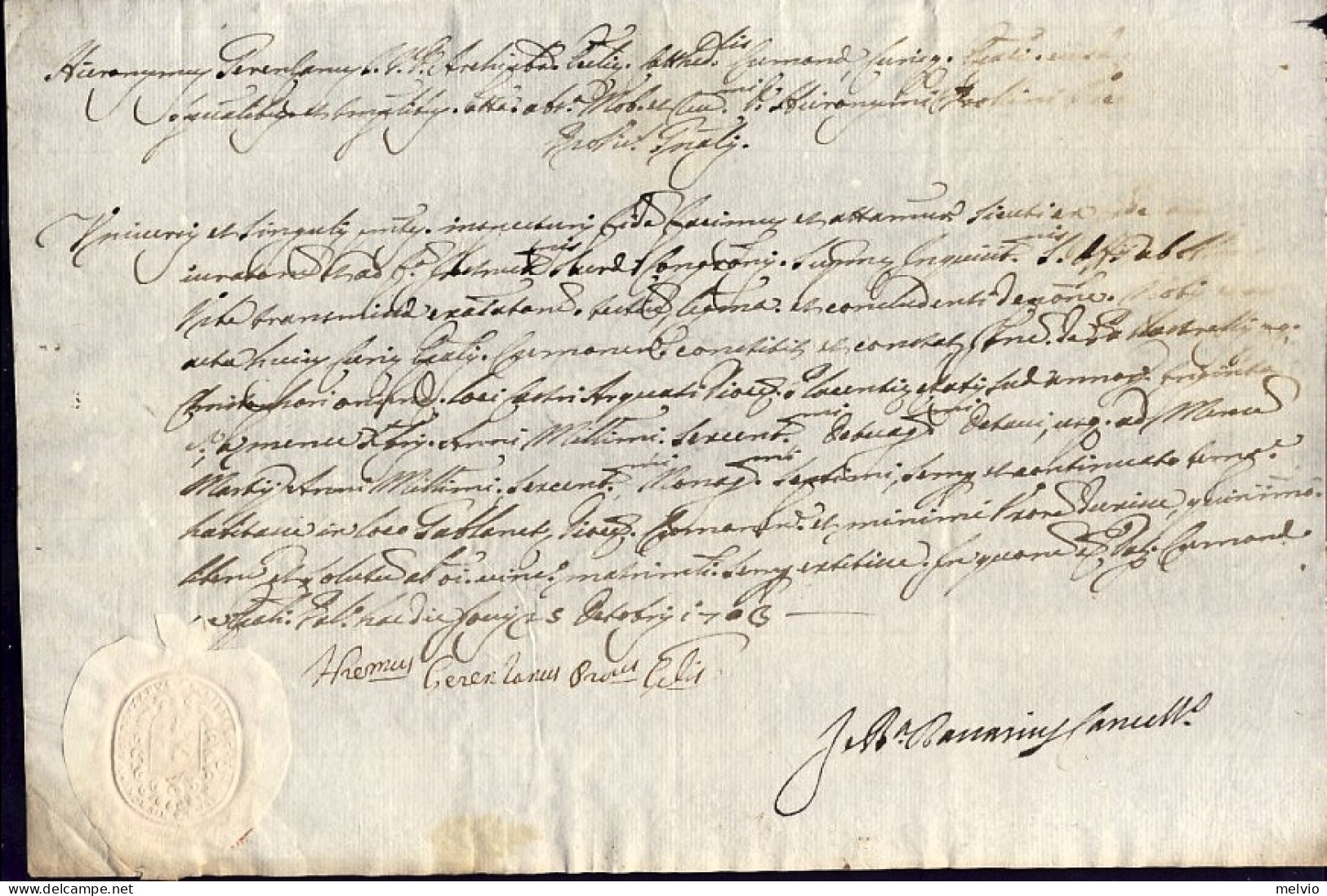 1703-documento Vicario Vescovile Di Cremona Girolamo Gerenzano Dato Il 25 Ottobr - Historical Documents