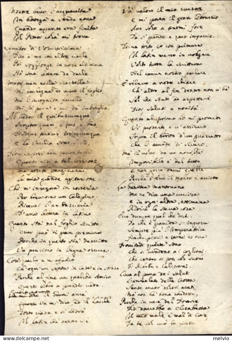 1715-Brescia Lettera Giocosa Con Versi "Ultime Calende Dell'anno." Di Carlo Lana - Historical Documents