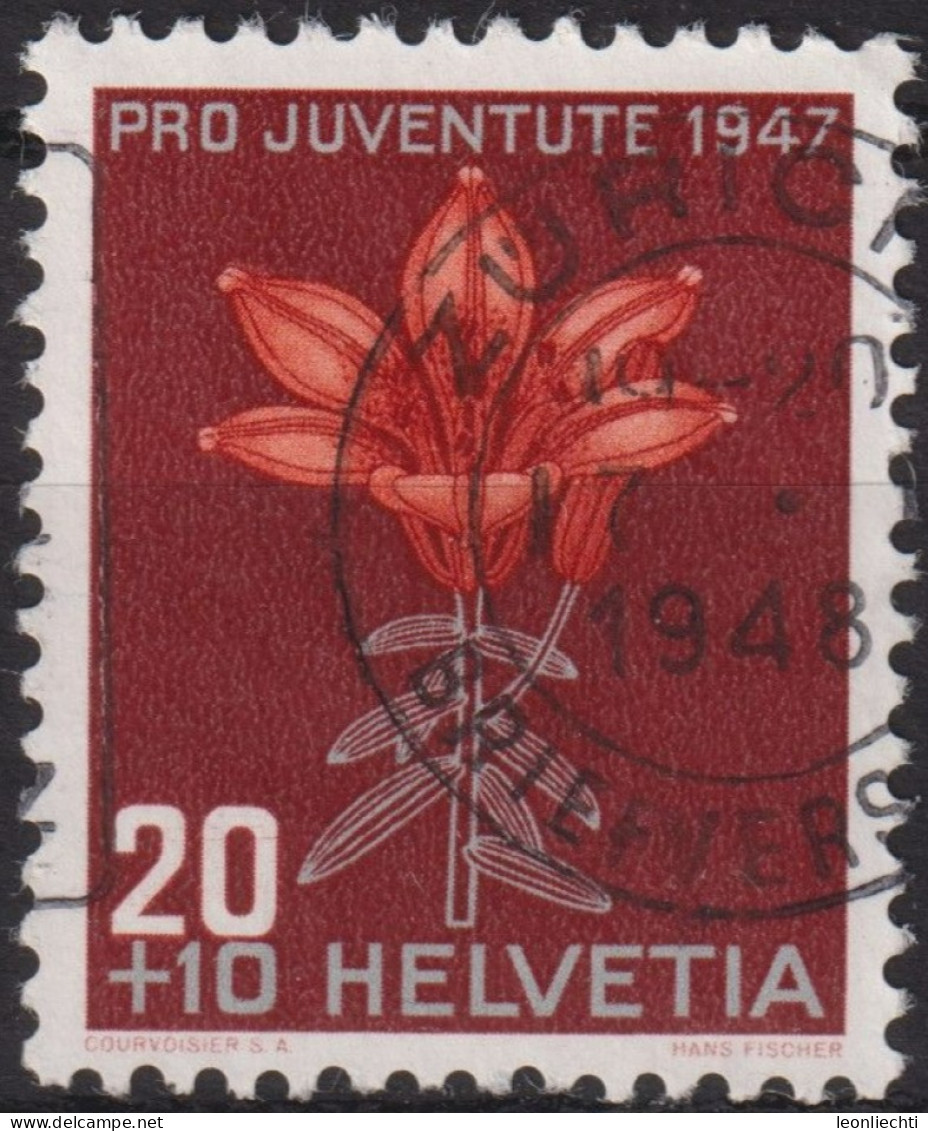 1947 Schweiz Pro Juventute ° Mi:CH 490, Yt:CH 447, Zum:CH J123, Feuerlilie - Used Stamps