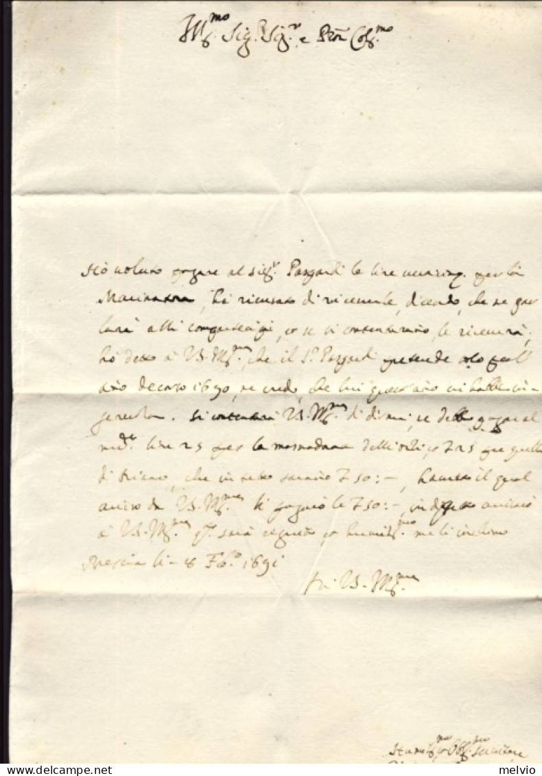 1691-Brescia 8 Febbraio Lettera Di Girolamo Bonsignori - Historical Documents