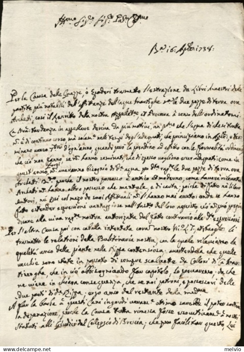 1738-Brescia 16 Aprile Lettera Di Enrico Bondioli - Documents Historiques