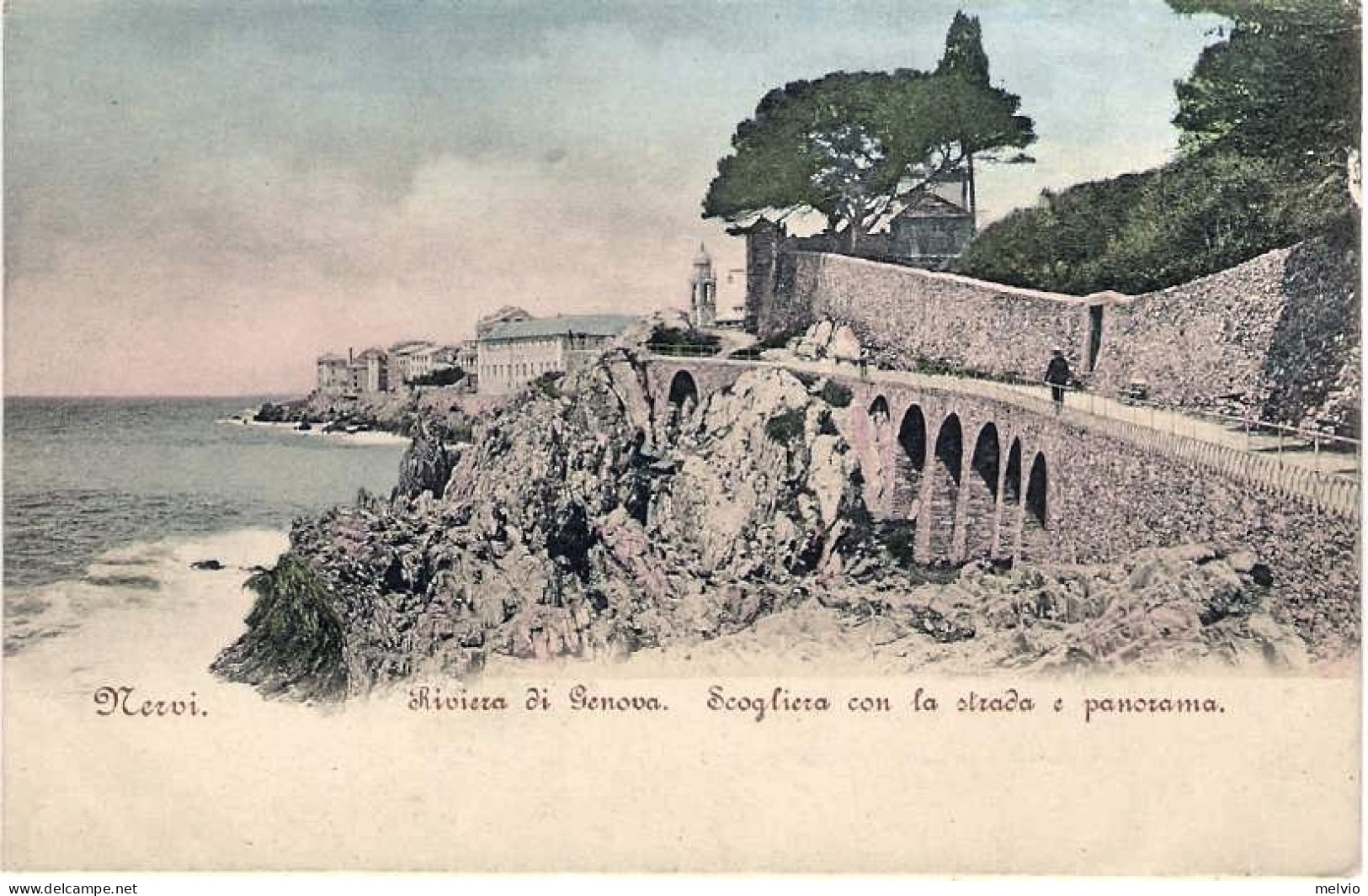 1900circa-"Nervi Riviera Di Genova Scogliera Con La Strada E Panorama" - Genova