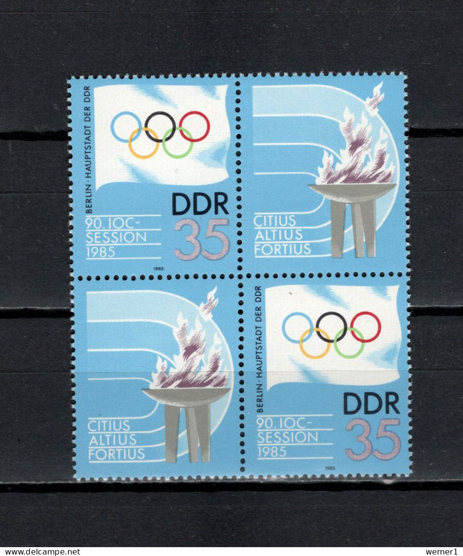 DDR 1985 Olympic Games, IOC Session, Block Of 4 MNH - Ete 1984: Los Angeles