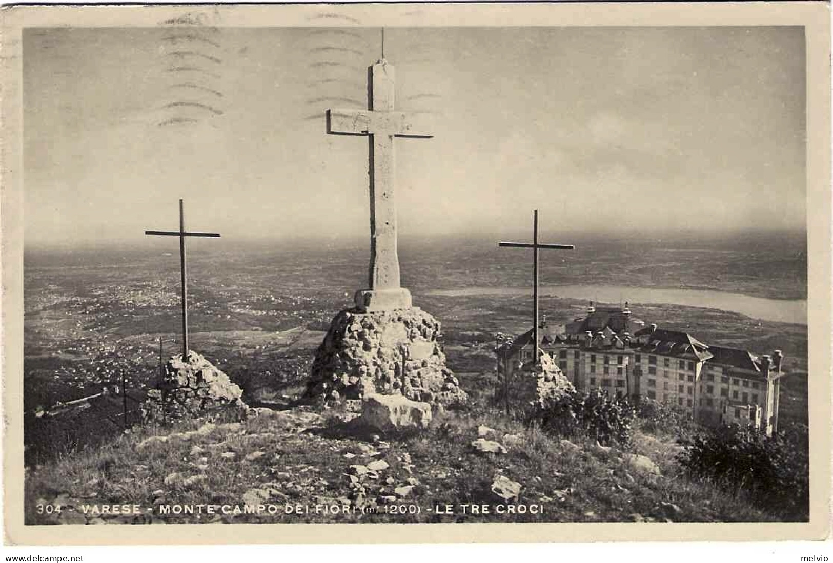 1944-cartolina Foto "Varese-Monte Campo Dei Fiori-le Tre Croci"affrancata 50c.mo - Varese