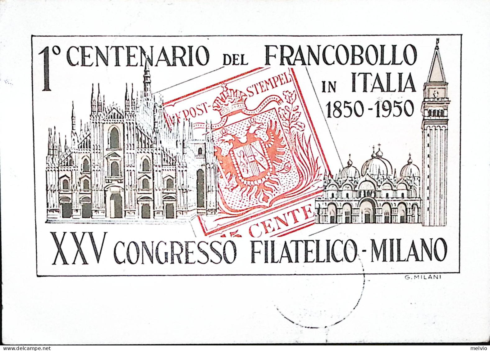 1950-MILANO XXV Congresso Filatelico Italiano Annullo Speciale (1.6) E Due Chiud - Erinnofilia