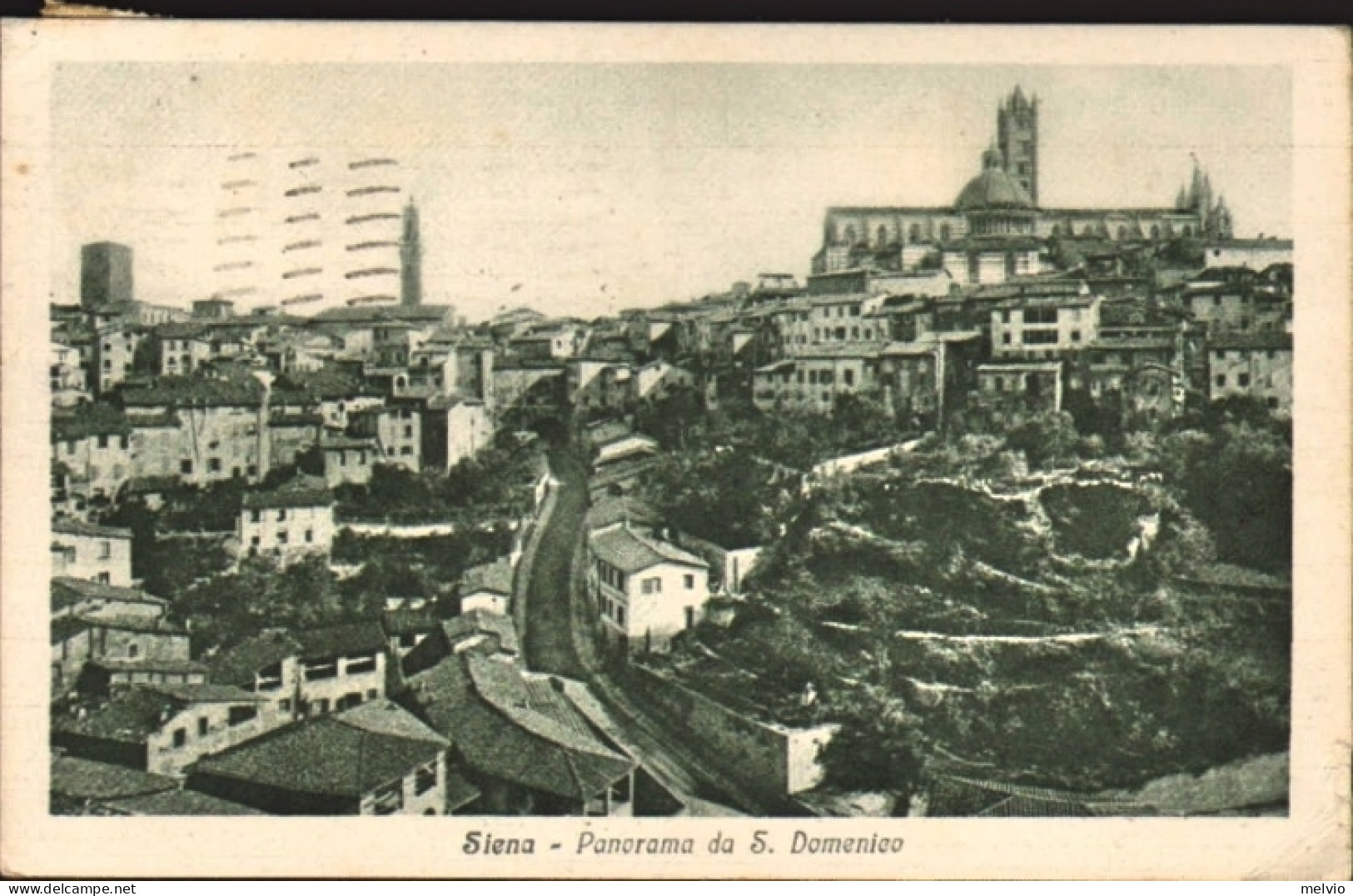1936-cartolina Siena Panorama Da San Domenico Affrancata 25c.Imperiale Diretta D - Siena